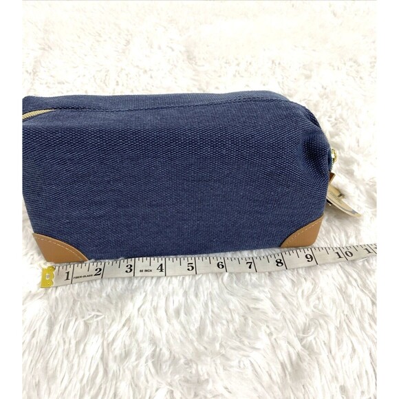 Made For Retail Men's Shave Bag Diagonal Snap Sides Zipper Top Navy Blue Travel - Picture 6 of 7